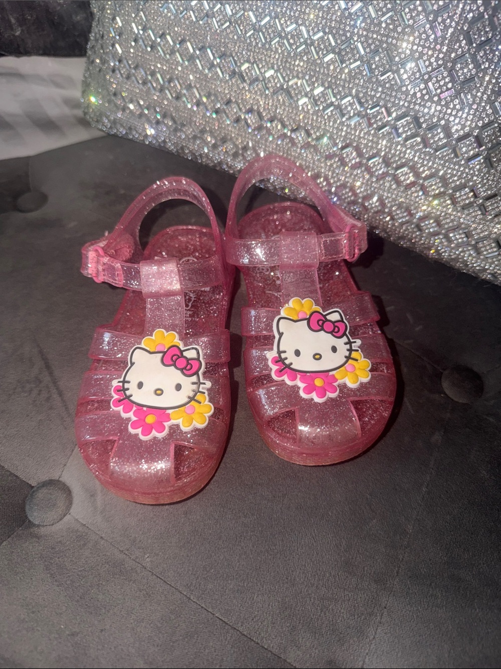 Hello Kitty Sparkle Pink Jelly Sandals with Character Charm